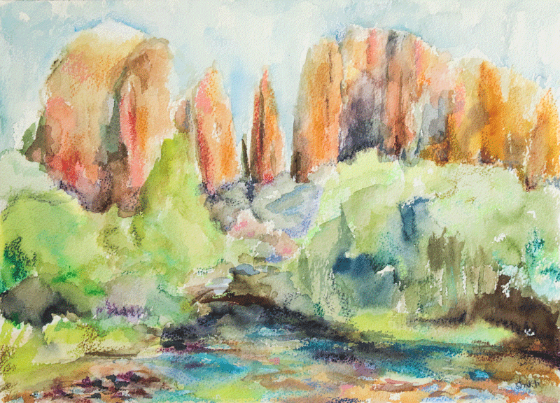 CATHEDRAL ROCK FROM OAK CREEK<br>10.25 x 14.12